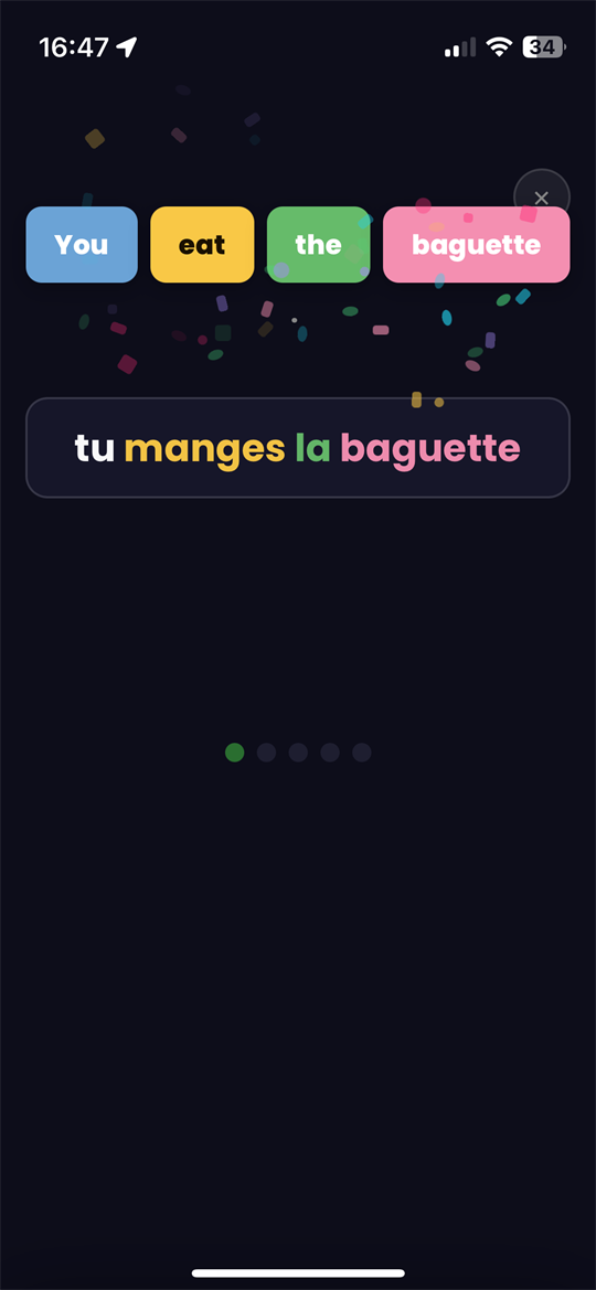 A sentence built with colorful bricks in Zebrik